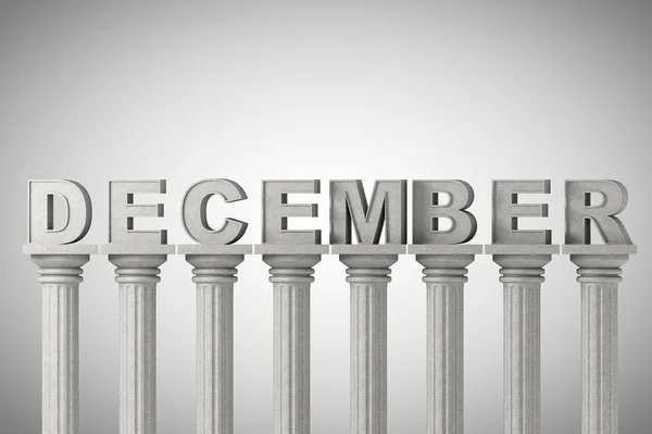 Σημάδι μήνα Δεκεμβρίου σε ένα κλασικό στήλες — Φωτογραφία Αρχείου