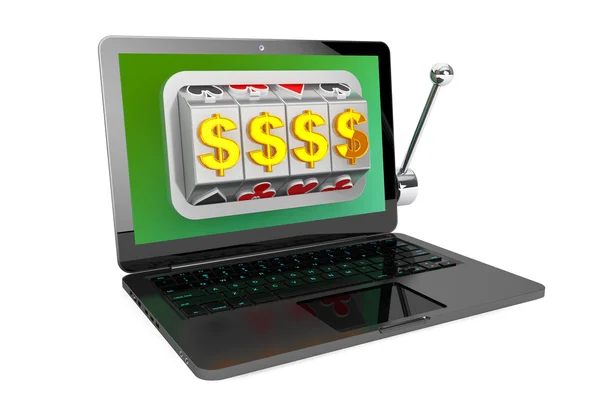 Laptop içinde slot makinesi — Stok fotoğraf