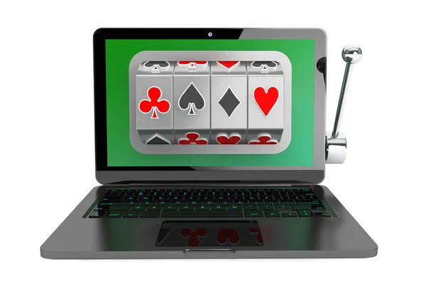 Slotmachine in laptop — Stockfoto