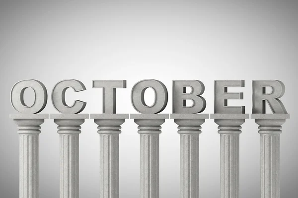 Октябрьский знак месяца на классических колонках — стоковое фото