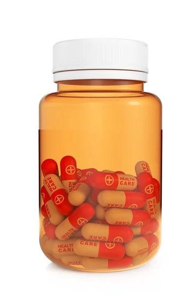 Health Care Concept. Medical Bottle with pills — Stock Photo, Image