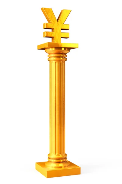 Coluna grega clássica dourada com sinal de iene — Fotografia de Stock