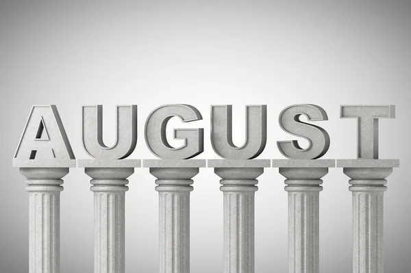 Agosto mese segno su colonne classiche — Foto Stock