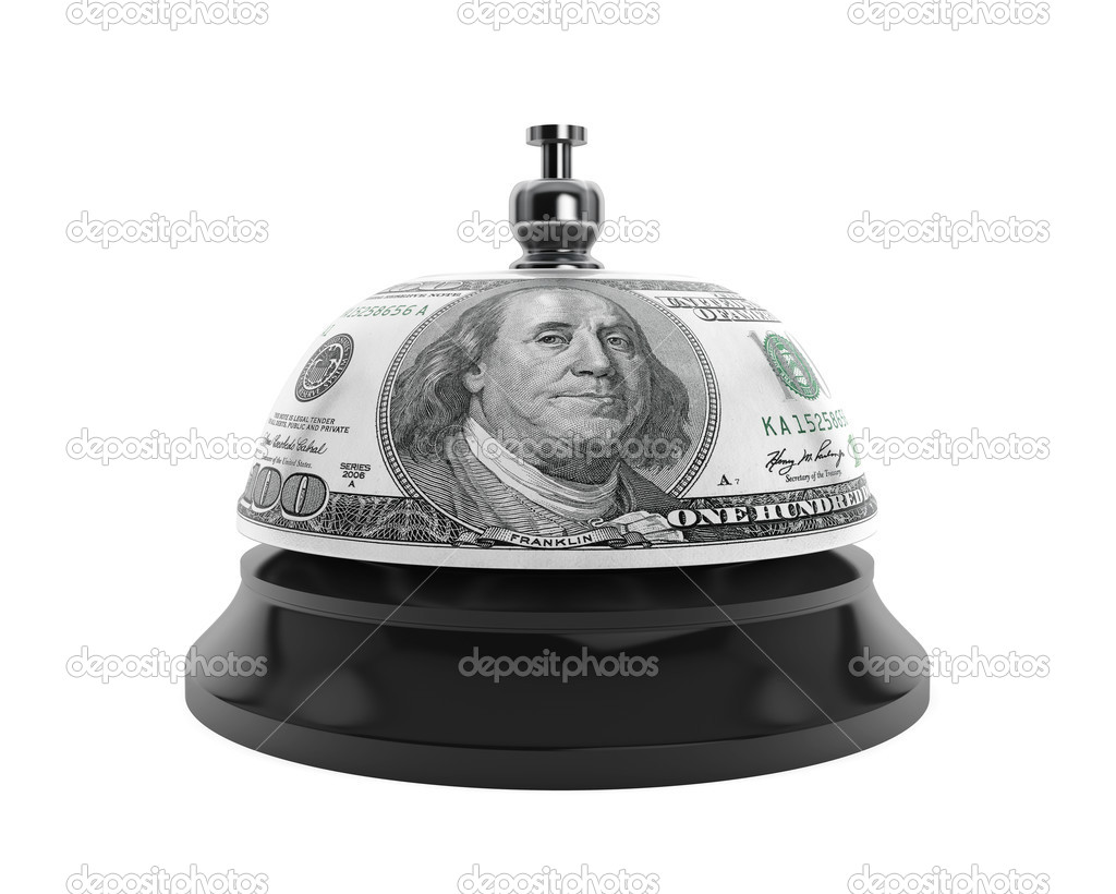 Service concept. Service bell and Dollar texture