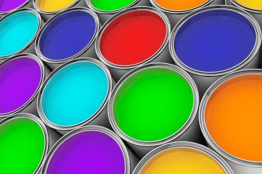 Extreme closeup colorful paint cans clipart