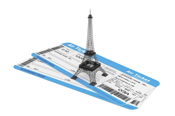 Billetes de avión con tarjeta de embarque Torre Eiffel —  Fotos de Stock