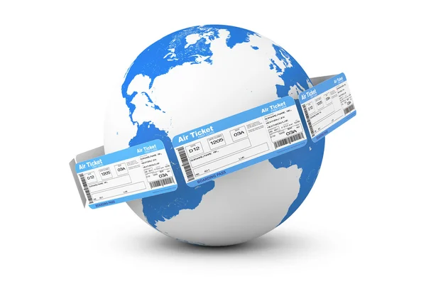 オンライン予約の概念。地球世界中の航空券 — ストック写真