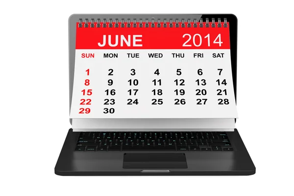 June calendar over laptop screen — Stock Photo, Image