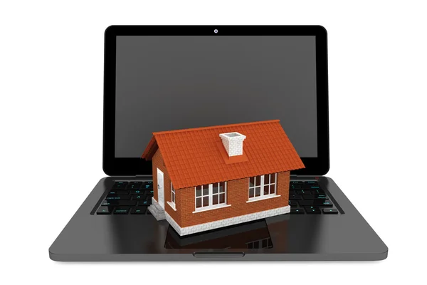 3d House over Laptop keyboard — Stock Photo, Image