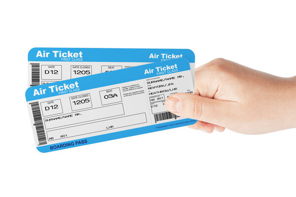 Fly air tickets holded by hand