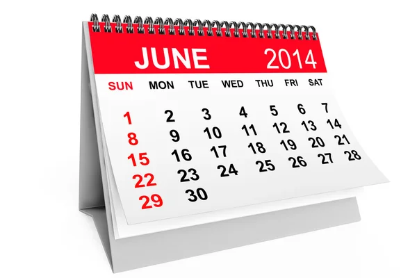 Calendar June 2014 — Stock Photo, Image