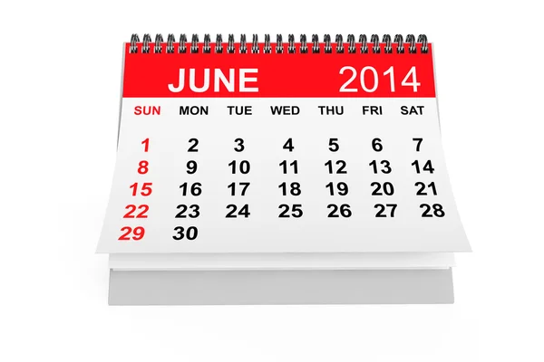 Calendar June 2014 — Stock Photo, Image