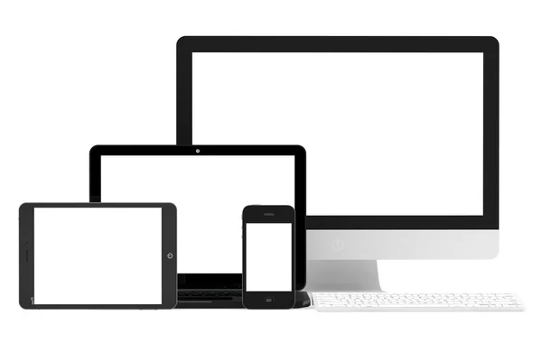 Dispositivos eletrónicos com ecrãs em branco — Fotografia de Stock