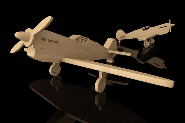 3D ahşap oyuncak uçak — Stok fotoğraf