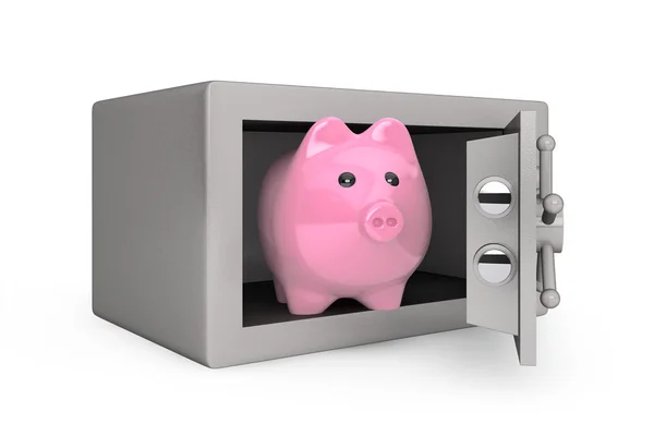 Sikkerhetsmetallsafe med Piggy Bank – stockfoto