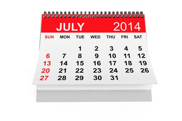 Calendario luglio 2014 — Foto Stock