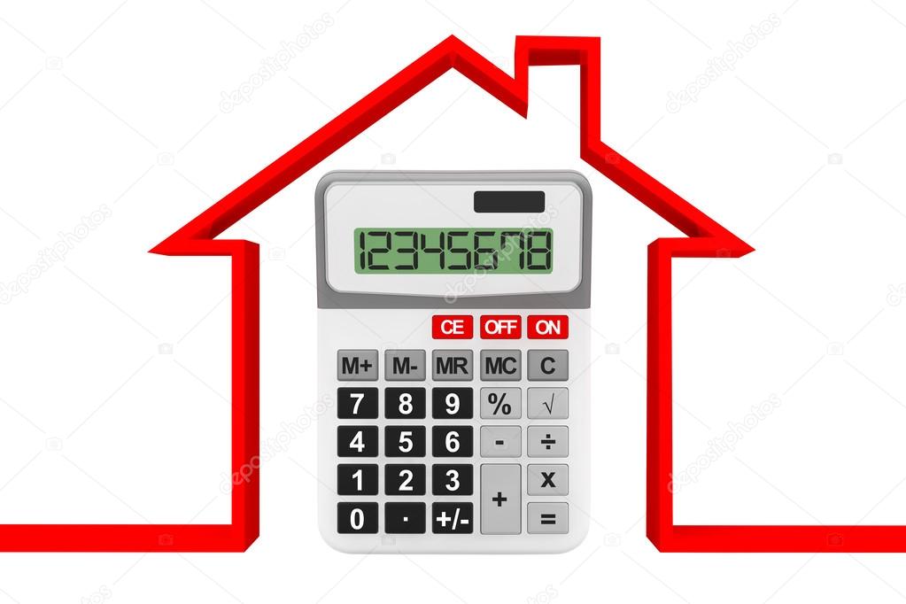 Real Estate Concept. Abstract house with calculator