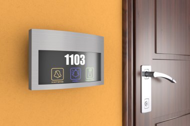 Hotel Electronic Doorplate Touch Doorbell Switch with Room Numbe clipart