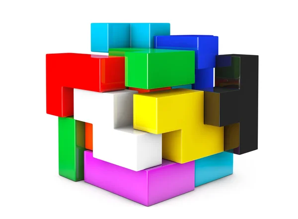 Jeu de casse-tête cube multicolore — Photo