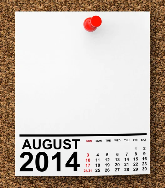 Calendario agosto 2014 — Foto de Stock