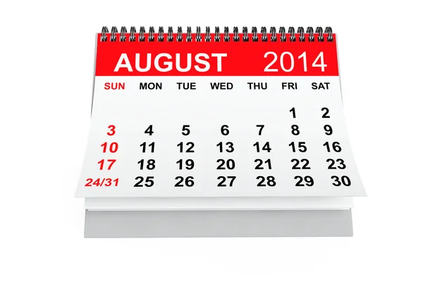Calendario agosto 2014 — Foto Stock