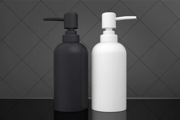 Deux bouteilles pour savon liquide avec pompe distributeur — Photo