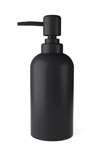 Black rubber bottle for liquid soap with dispenser pump — Stock Photo, Image