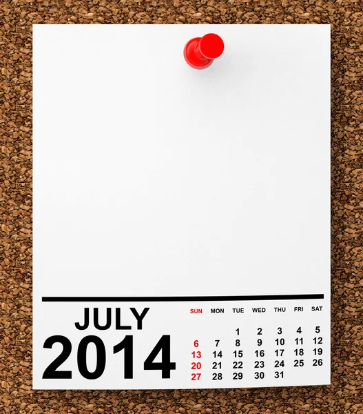カレンダー 2014 年 7 月 — ストック写真