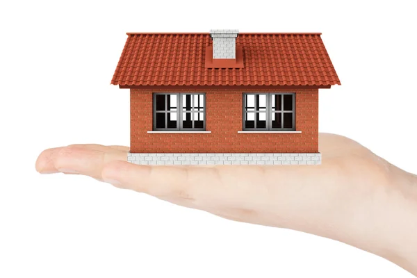 Koncept Real estate. model domu v ruce — Stock fotografie