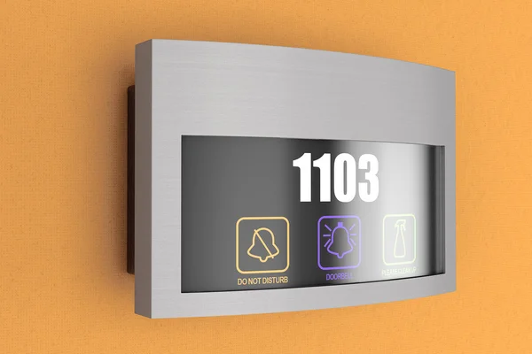 Hotel elektronische naambordje touch deurbel switch met kamer nummer — Stockfoto