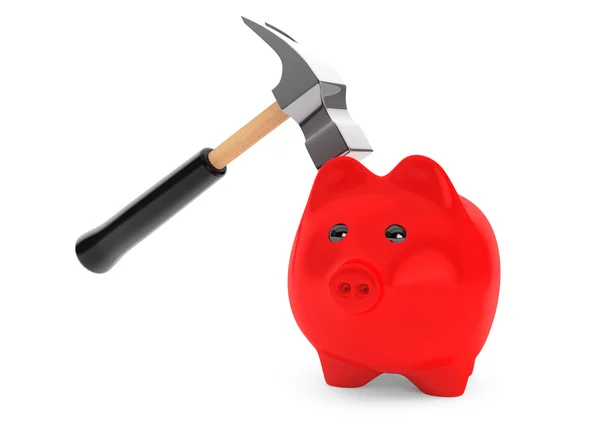 Piggy Bank and Hammer — Stock Photo, Image