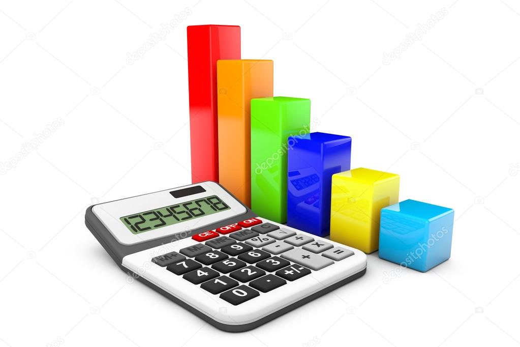 Business Concept. Calculator and colorful chart