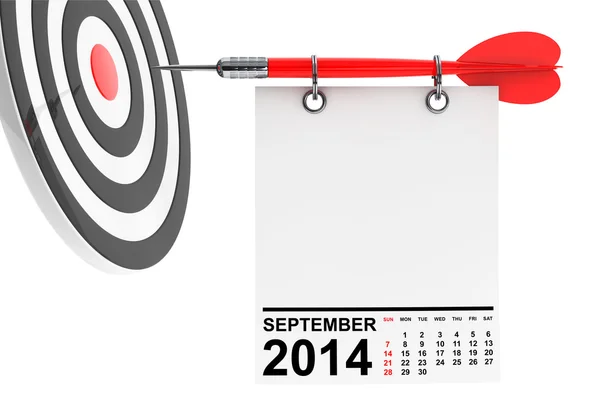 Calendario settembre 2014 con obiettivo — Foto Stock