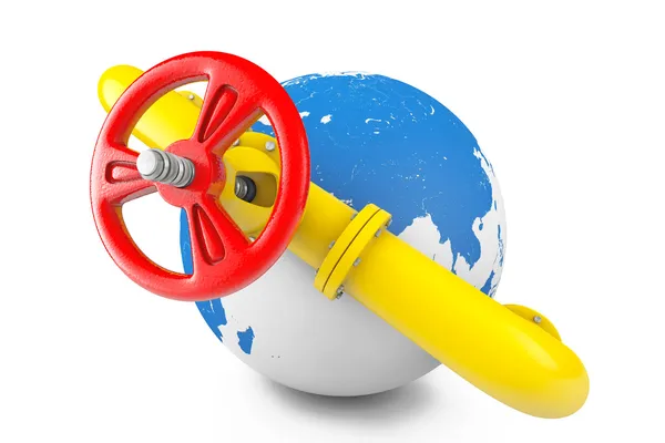 Gas pipeline with Earth Globe — Stock Photo, Image