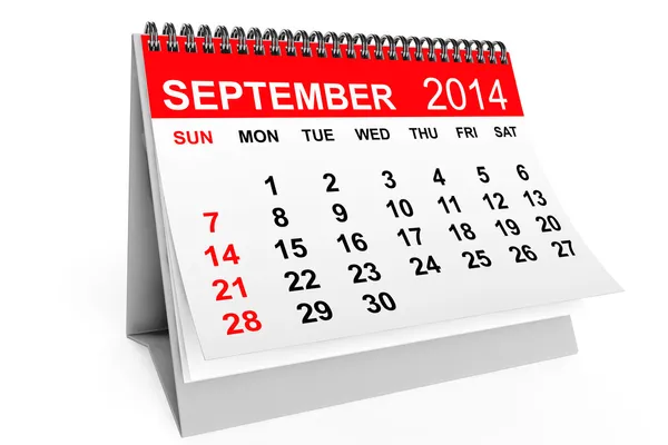 Calendario Septiembre 2014 — Foto de Stock
