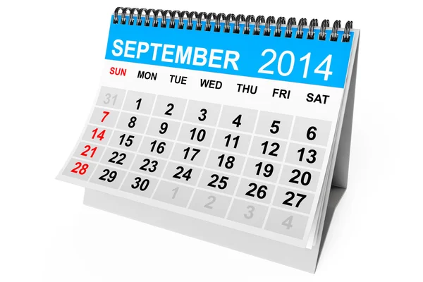 Kalendarz września 2014 — Zdjęcie stockowe