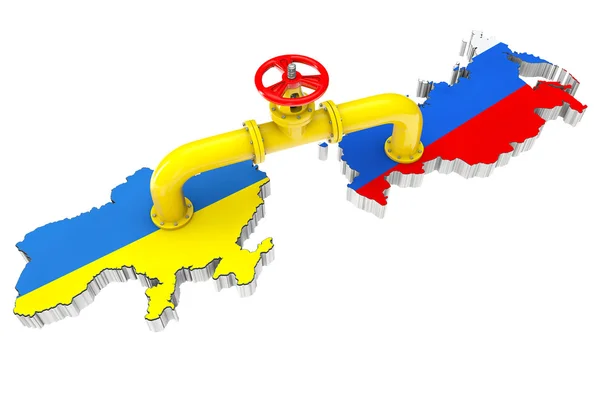 Jalur pipa gas di peta Rusia dan Ukraina — Stok Foto