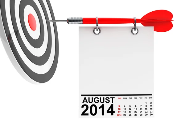 Calendar August 2014 with target — Stock Photo, Image