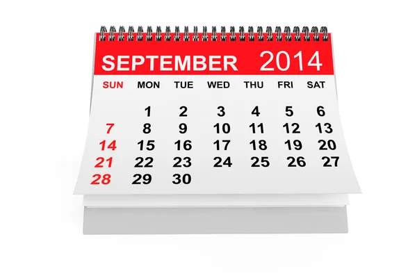 Calendário Setembro 2014 — Fotografia de Stock