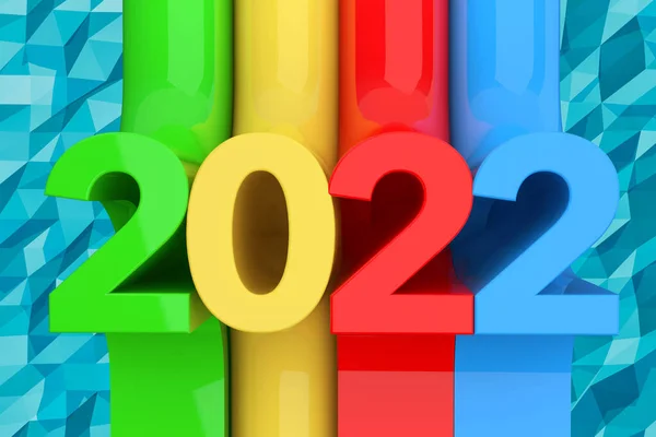 Новый 2022 Год Голубом Низменном Фоне Рендеринг — стоковое фото