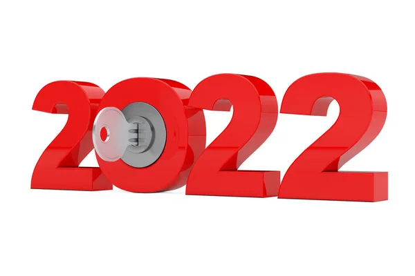 Νέο 2022 Έτος Είσοδος Κλειδί Λευκό Φόντο Απόδοση — Φωτογραφία Αρχείου