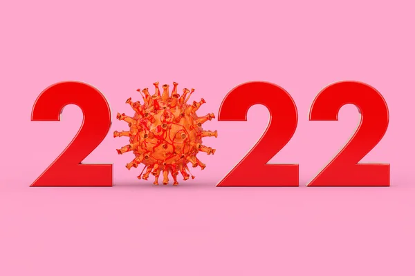 2022 Anno Con Zero Simbolo Come Covid Corona Virus Batteri — Foto Stock