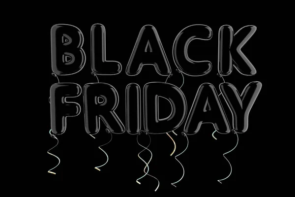 Black Balloon Black Friday Εγγραφείτε Μαύρο Φόντο Απόδοση — Φωτογραφία Αρχείου