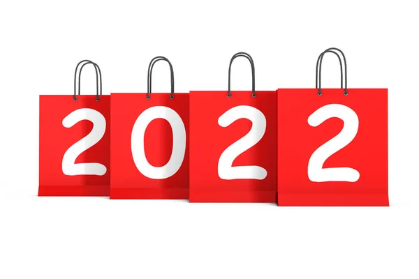 Τσάντες Αγορών 2022 Πρωτοχρονιά Εγγραφείτε Ένα Λευκό Φόντο Απόδοση — Φωτογραφία Αρχείου