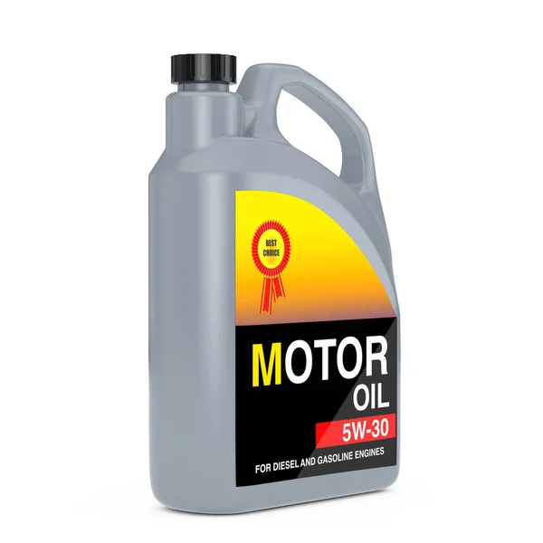 Automobile Motor Oil Plastic Canister White Background Rendering — Stock Photo, Image