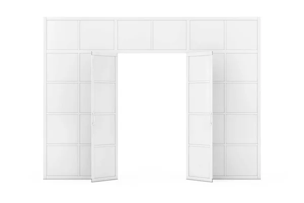 Wand Raumteiler Mit Türen Ton Stil Auf Weißem Hintergrund Darstellung — Stockfoto