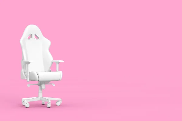 Professional Modern White Computer Gaming Armchair Clay Style Pink Background — Stock Photo, Image