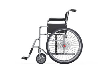 Beyaz arka planda boş tekerlekli sandalye. 3d Hazırlama 