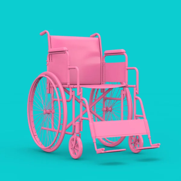 Růžový Invalidní Vozík Duotone Stylu Modrém Pozadí Vykreslování — Stock fotografie
