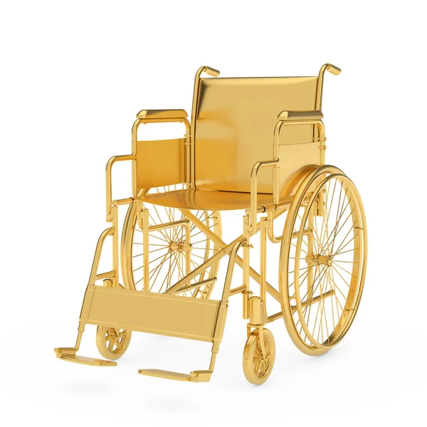 Fauteuil Roulant Golden Vide Sur Fond Blanc Rendu — Photo